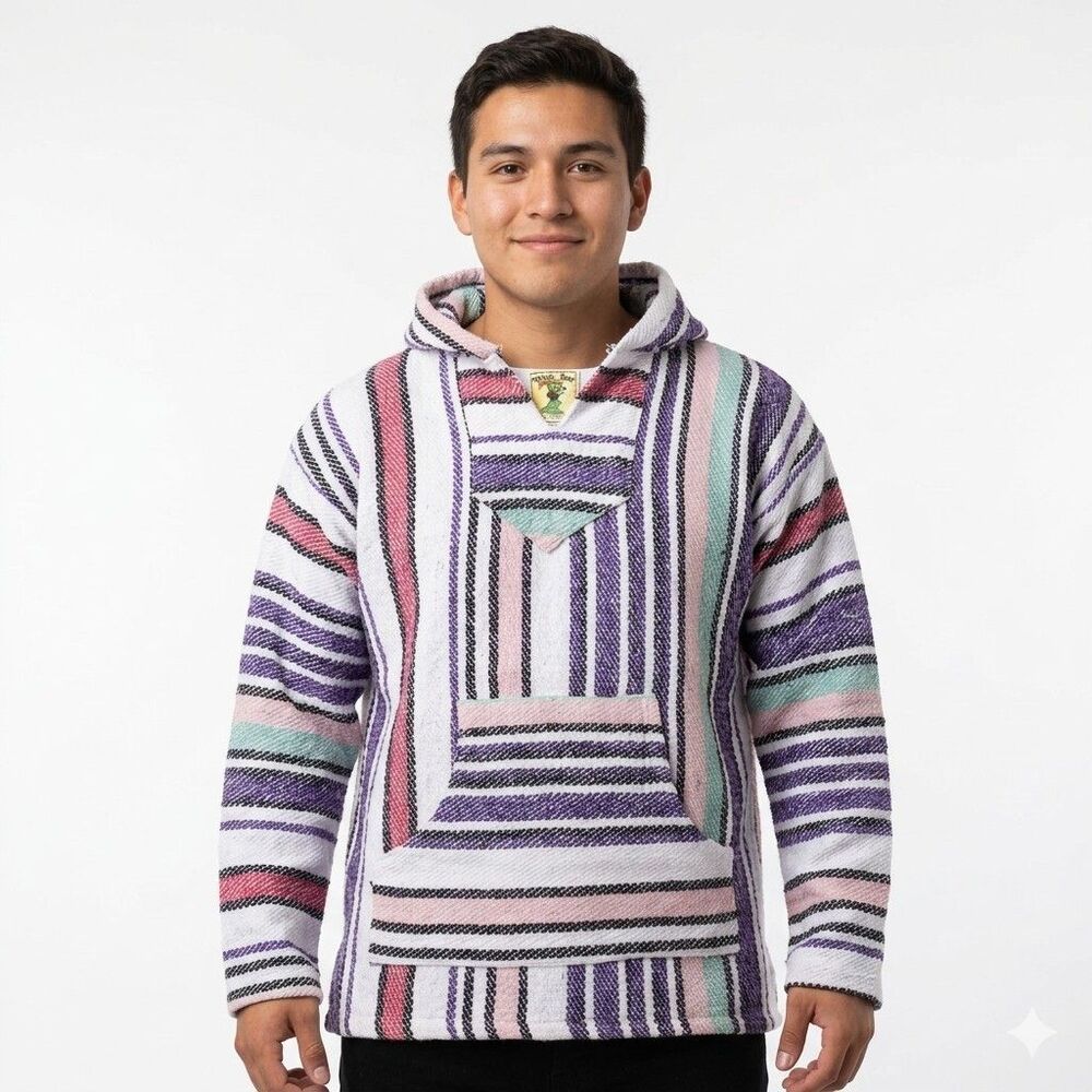 Iguana Jack Hoodie Mens 2XL White Multi-Color Baja Southwestern New With Tags